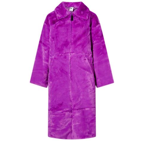 Nike Faux Fur Swoosh Jacket in Purple | Lyst