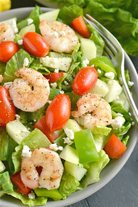 Greek Shrimp Salad {GF, Low Cal, Paleo} - Skinny Fitalicious