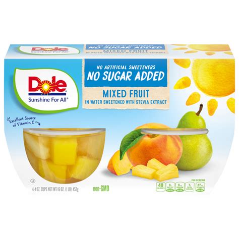 Save on Dole Fruit Cups Mixed Fruit No Sugar Added - 4 ct Order Online Delivery | Stop & Shop