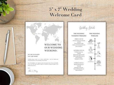 Wedding Welcome Card Template Printable Timeline Order of - Etsy