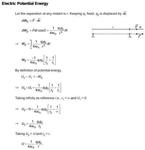 formula for electric potential energy is U kqq