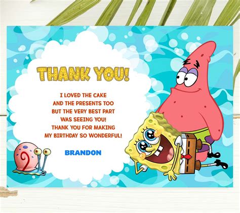 SpongeBob Thank You Card - Edit Yourself Online Now