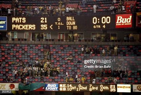 The scoreboard shows the final results of Super Bowl XXXI between the... News Photo - Getty Images