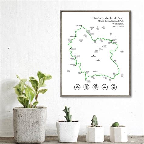 Wonderland Trail Map-wonderland Trail Hiking Map Print-mount - Etsy