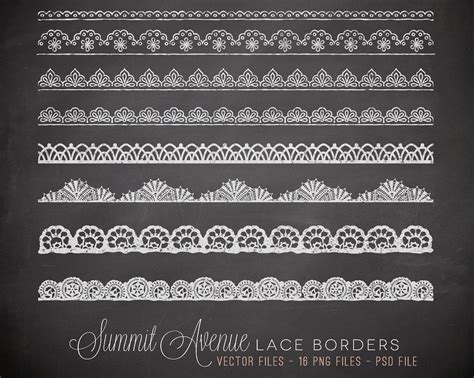 Vintage Lace Borders - PNG, PSD & Vector Files