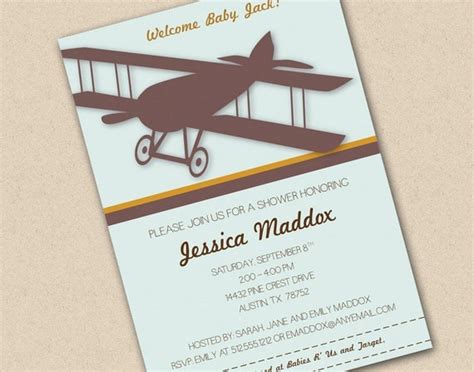 Vintage Airplane Baby Shower Invitation by freshlycutcards on Etsy