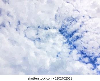 Oil Painting Blue Sky Clouds Background Stock Illustration 2202702051 ...