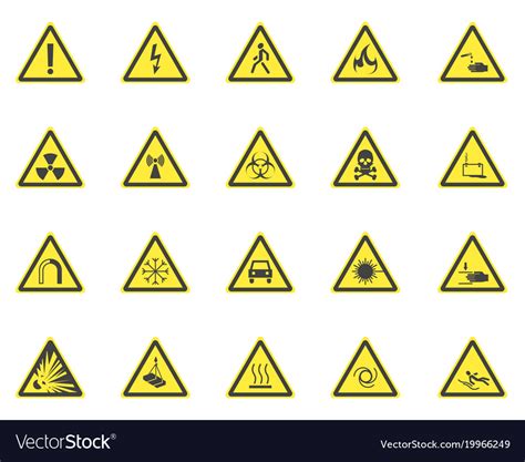 Yellow Warning Hazard Signs Set Royalty Free Vector Image | My XXX Hot Girl