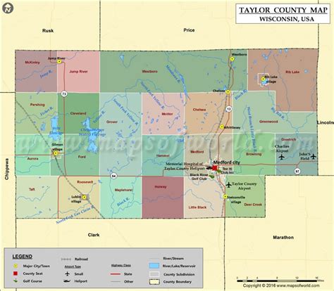 Taylor County Map, Wisconsin