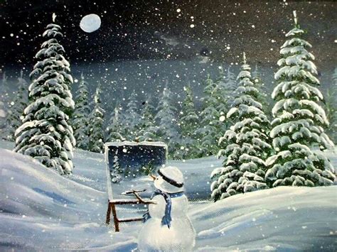 Snowman painting snowy forest | Trippy painting, Winter painting, Snowman painting