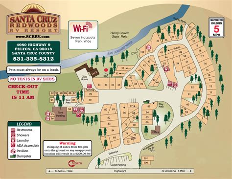 Santa Cruz Redwoods Rv Resort & Rv Park Map - California Rv Campgrounds Map | Printable Maps