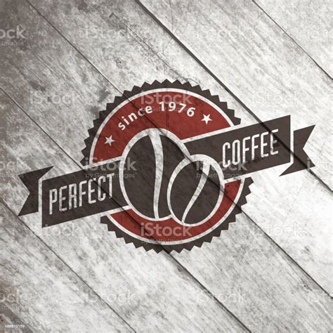 Vintage Retro Coffee Vector Labels On The Old Wood Texture Stock ...