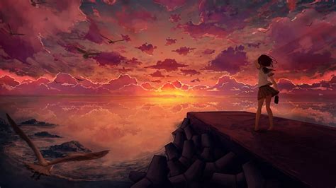 1920x1080 Resolution Anime Girl Looking at Sky 1080P Laptop Full HD ...