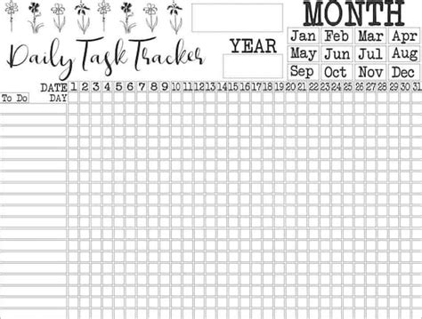 Printable Digital download daily task tracker pdf digital