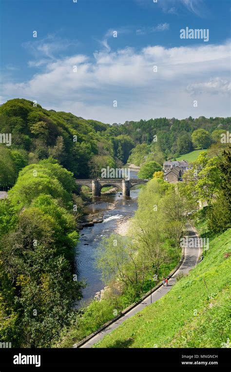 River Swale at Green Bridge Richmond, Yorkshire Stock Photo - Alamy