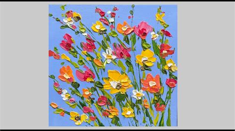 Acrylic Painting Wildflowers/ Palette Knife/ Step by Step/ #45 Daily ...