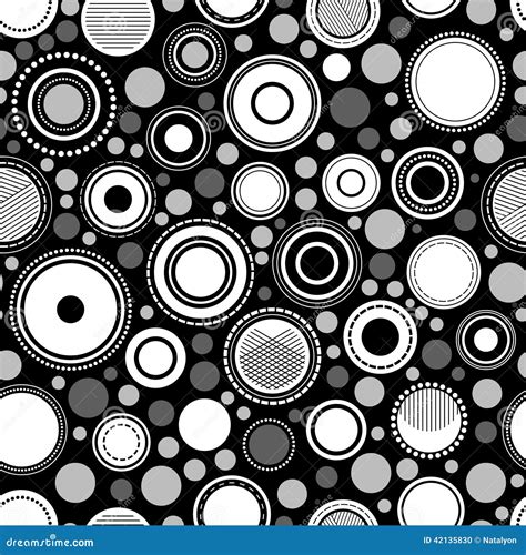 Black and White Abstract Geometric Circles Seamless Pattern, Vector Stock Vector - Illustration ...