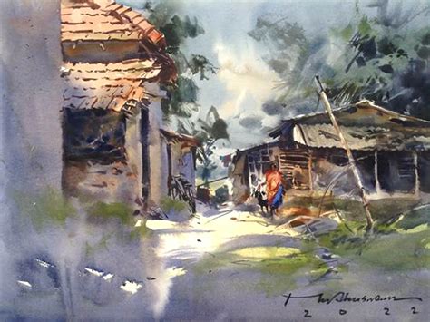 A Safe Place | Watercolor Painting by Madhusudan Das | Exotic India Art