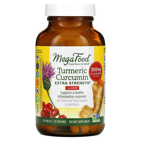 MegaFood, Turmeric Curcumin, Extra Strength, Liver, 150 mg, 90 Tablets