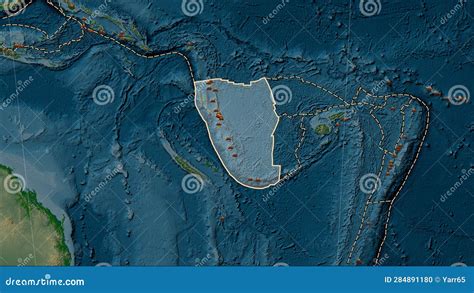 Earthquakes Around the New Hebrides Plate. Physical Map Stock ...