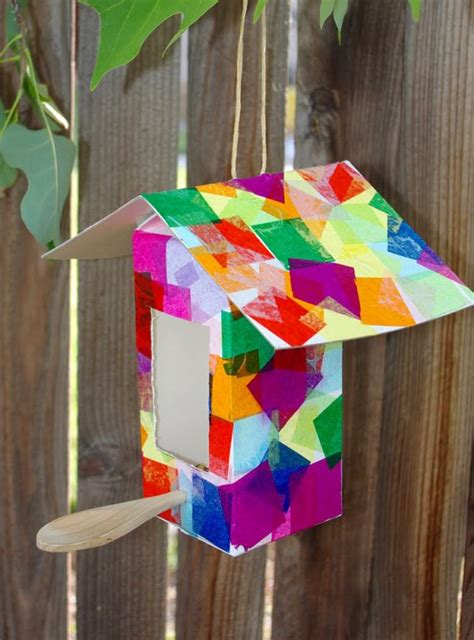 Milk Carton Birdhouse + Bird Feeder Kids Craft - Happiness is Homemade