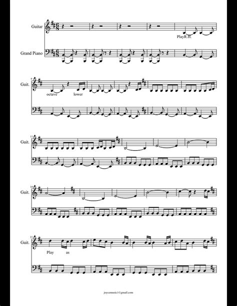 Skyrim Theme-Piano and Guitar sheet music for Piano, Guitar download free in PDF or MIDI