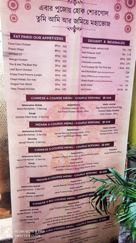 Menu at The Pink Salt, Kolkata