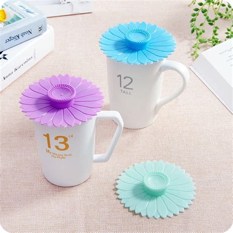 Cup Lid Sunflower Shape Silicone Mug Cover Seal Drink Cup Lids Coffee ...