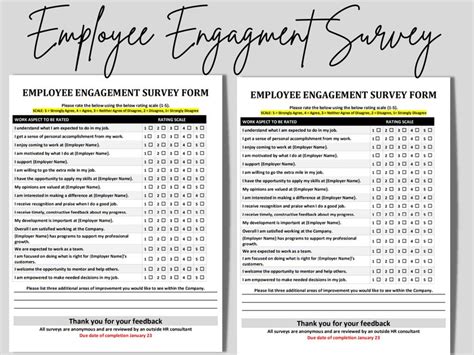 Employee Engagement Survey Template Editable Word Form - Etsy