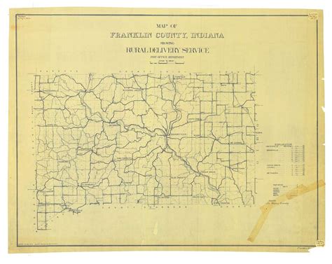 Map of Franklin County, Indiana showing rural delivery service ...