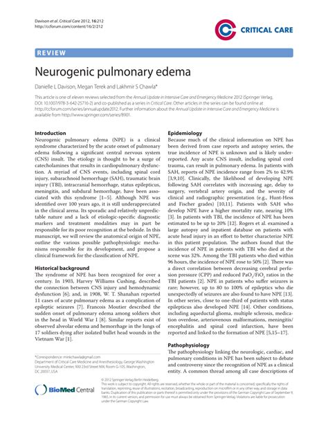 (PDF) Neurogenic Pulmonary Edema