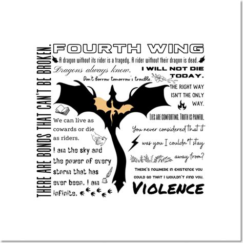 Fourth Wing Book Quotes Dragon Rider Basgiath College Violet Sorrengail - Fourth Wing - Posters ...