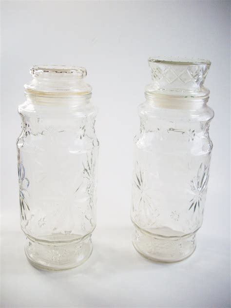 Vintage Planters Peanuts Glass Jars Set of 2 Apothecary Jars