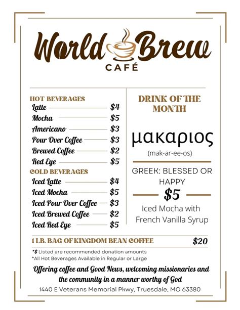 World Brew Menu - Righteous Rides