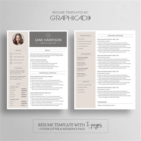 Modern Resume Template 2 Pages Cover Letter Reference Page For Templates Word ...