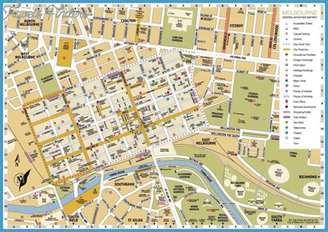 Melbourne Map Tourist Attractions - TravelsFinders.Com