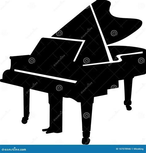 Grand Piano silhouette stock vector. Illustration of piano - 107078946