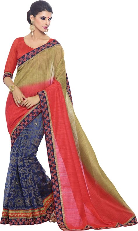 Buy Kvsfab Self Design Fashion Art Silk Multicolor Sarees Online @ Best ...