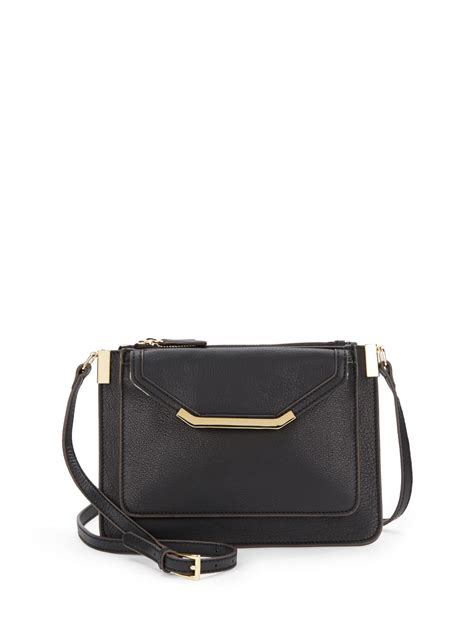 Saks Fifth Avenue Black Label Vivi Leather Crossbody Bag in Black | Lyst