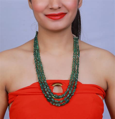 Buy Real Emerald Beads Necklace from Darpan Mangatrai Online | Mangatrai Pearls & Jewellers