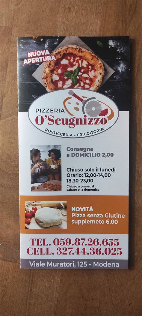 Menu at Pizzeria O'Scugnizzo e Piccola Cucina, Bomporto