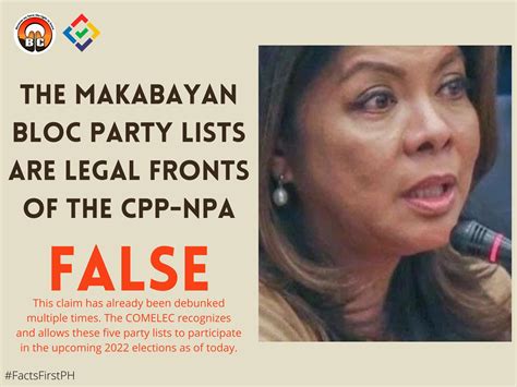 FACT CHECK: The Makabayan bloc party lists are legal fronts of the CPP-NPA #FactsFirstPH ...