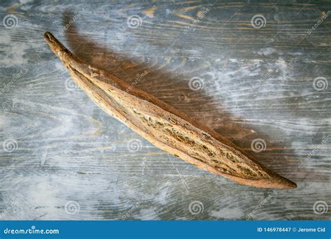 Traditional French Baguette, a Ficelle Flute Type, a Thin Version with ...