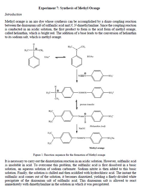 Solved Experiment 7: Synthesis of Methyl Orange Introduction | Chegg.com