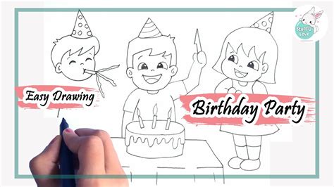 How to draw celebrating birthday party easy drawing tutorial for beginners - YouTube