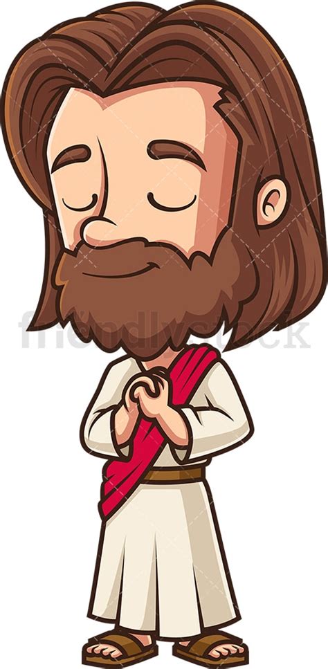 Kawaii Jesus Praying Cartoon Clipart Vector - FriendlyStock