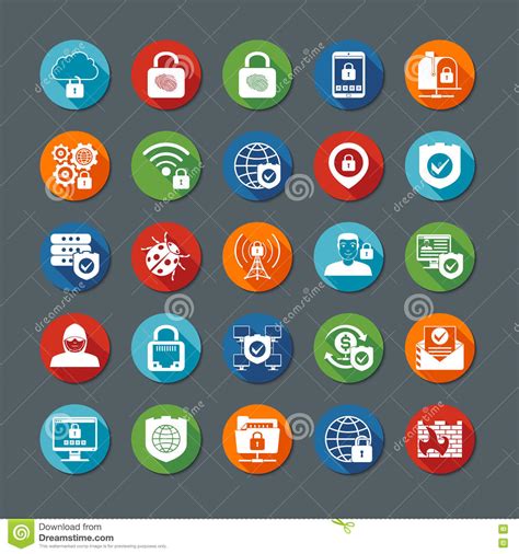 Internet Security Long Shadow Icons Stock Illustration - Illustration ...