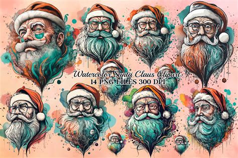 Watercolor Santa Claus Clipart Graphic by PinkDigitalArt · Creative Fabrica