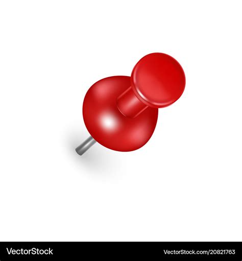 Realistic detailed 3d red push pin Royalty Free Vector Image