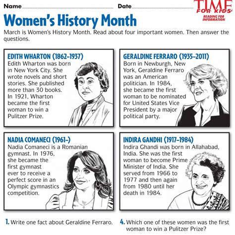 Free Women's History Month Printables Web A Classroom For All Seasons ...